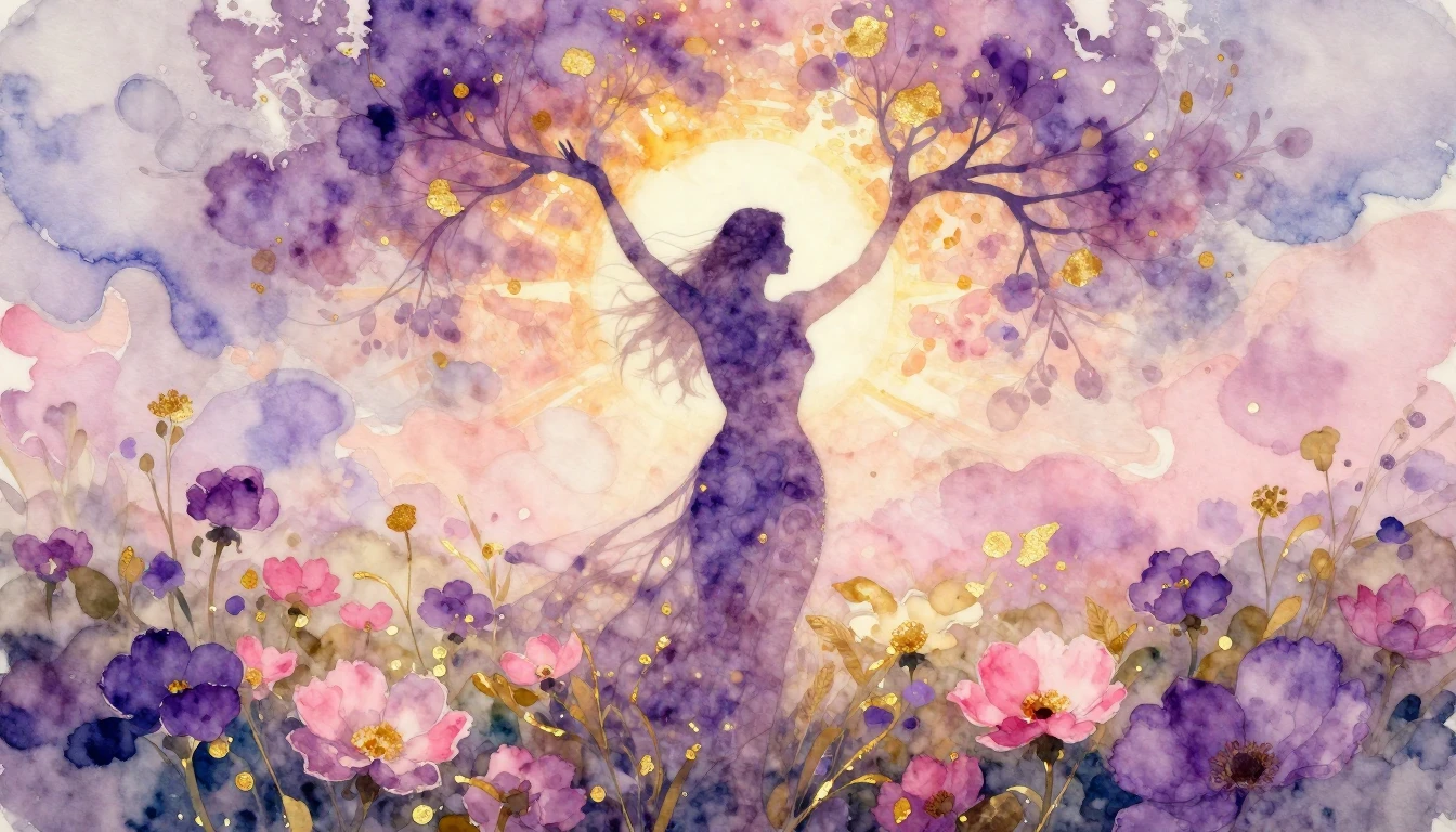 An ethereal and artistic watercolor painting representing th...