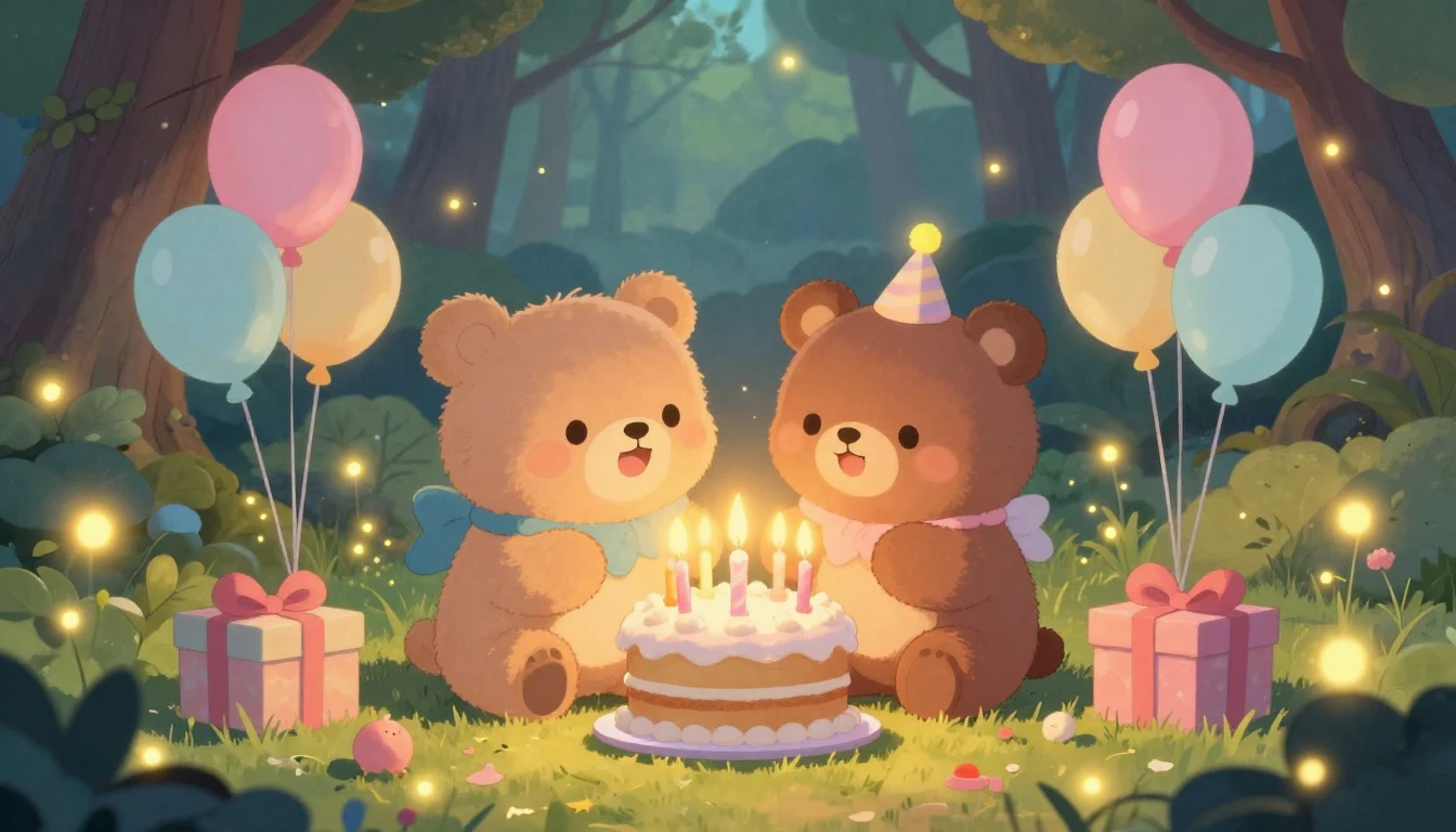A heartwarming and magical birthday celebration scene featur...