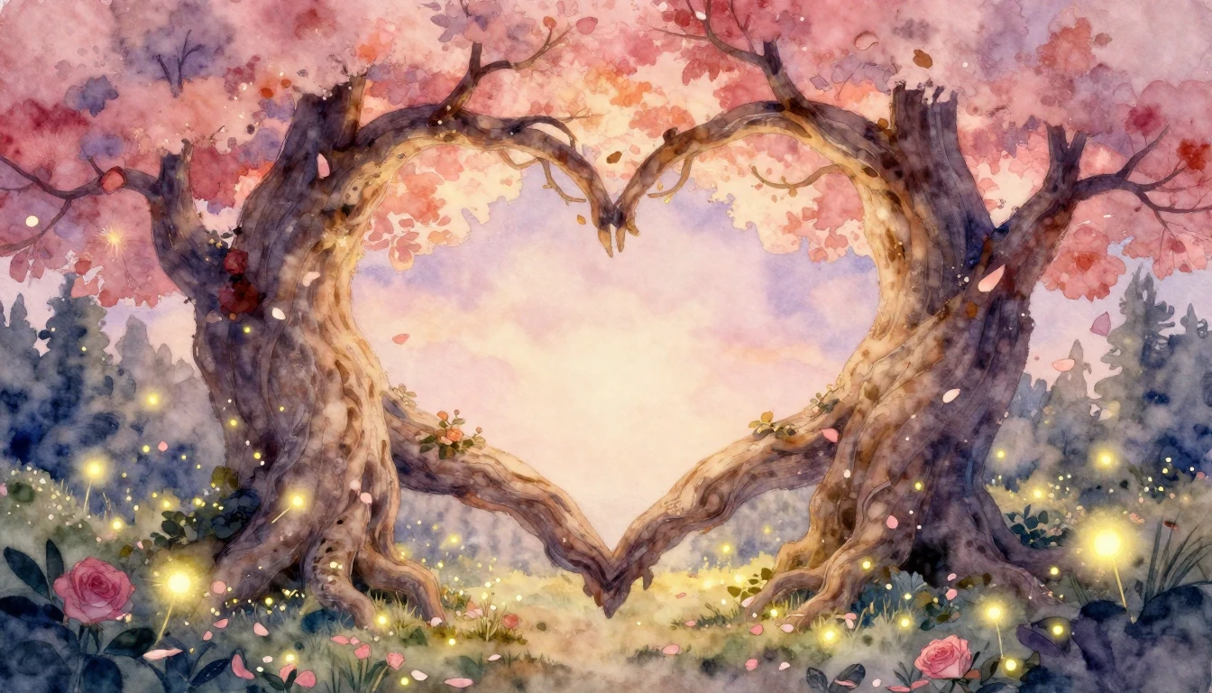 A soft and dreamy watercolor painting depicting two ancient ...