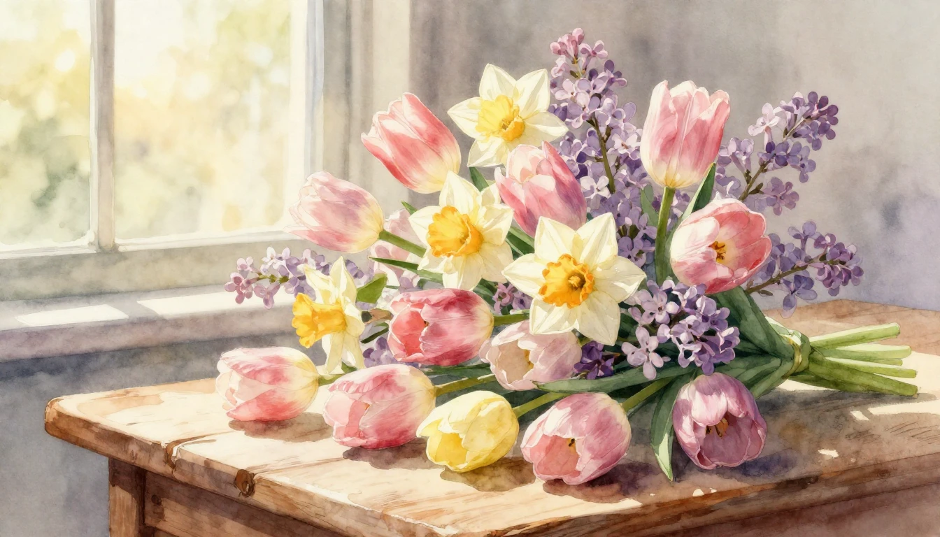 A soft and gentle watercolor painting capturing the essence ...