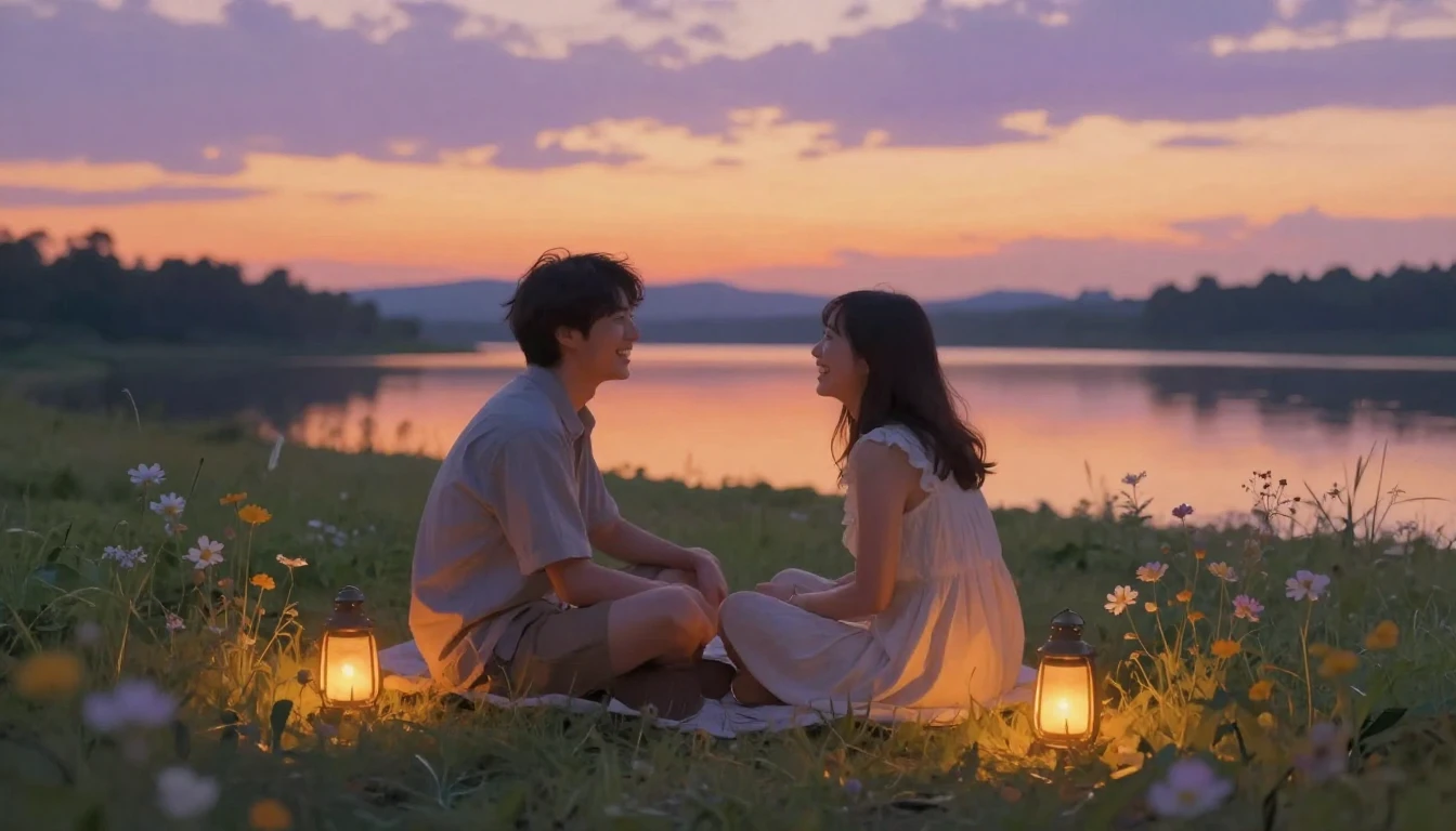 A heartwarming scene of two close friends sitting together o...