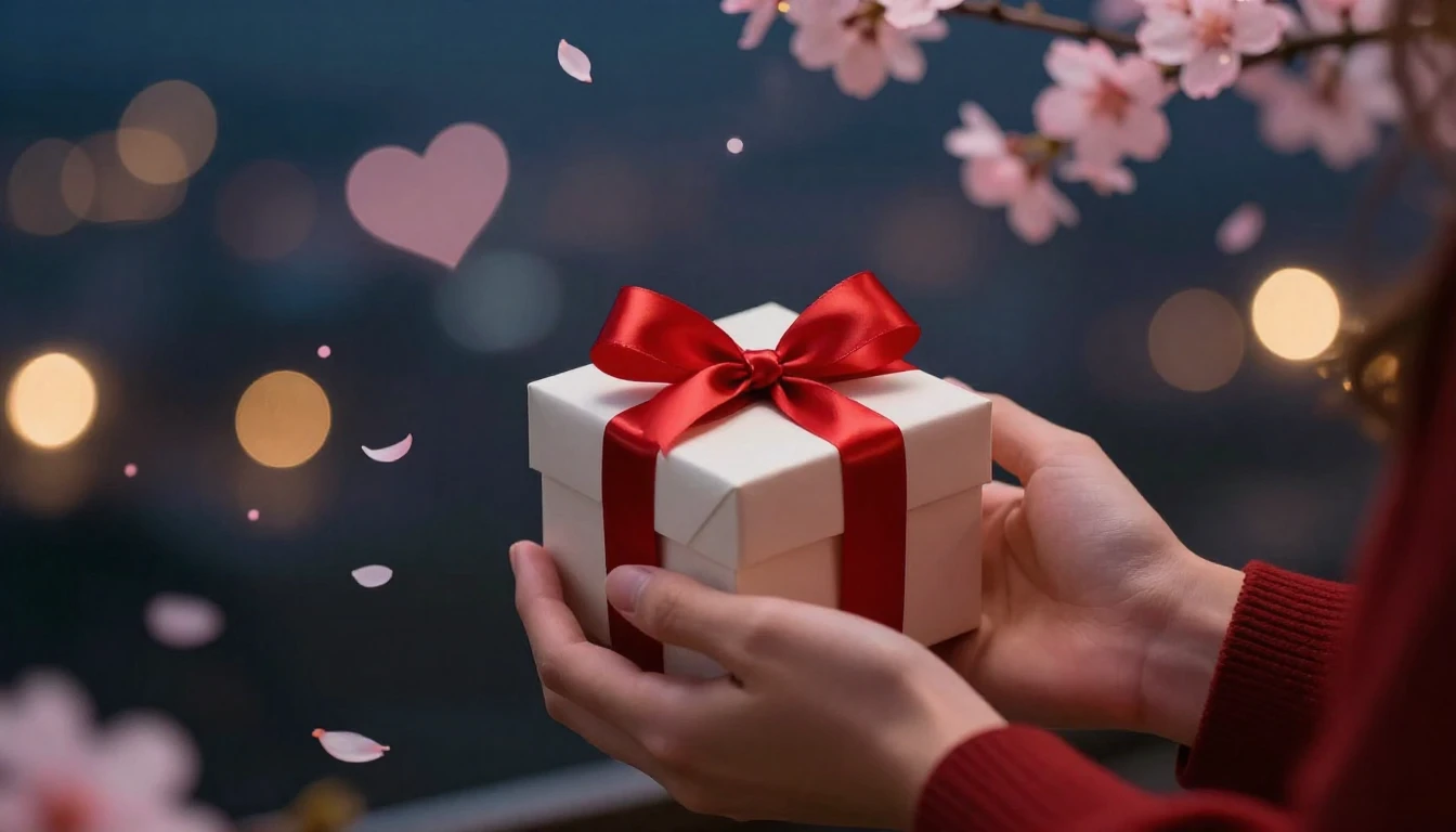 A warm and romantic Valentine's Day atmosphere. A close-up o...