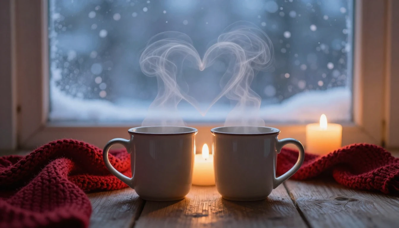 A romantic and cozy composition symbolizing love and warmth....