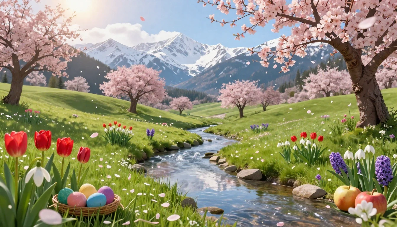 A vibrant and breathtaking scene of early spring awakening i...