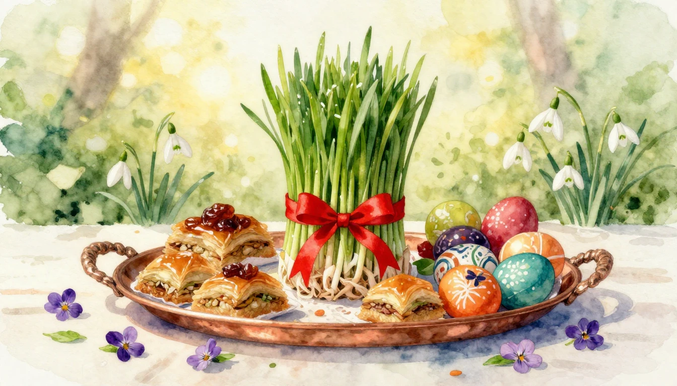 A soft and airy watercolor painting depicting a traditional ...