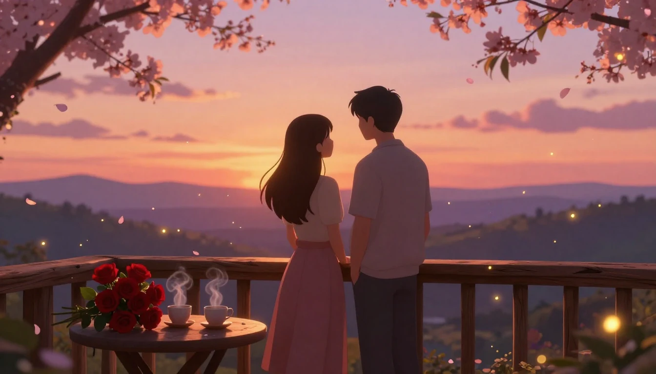 A breathtakingly romantic scene capturing the essence of lov...