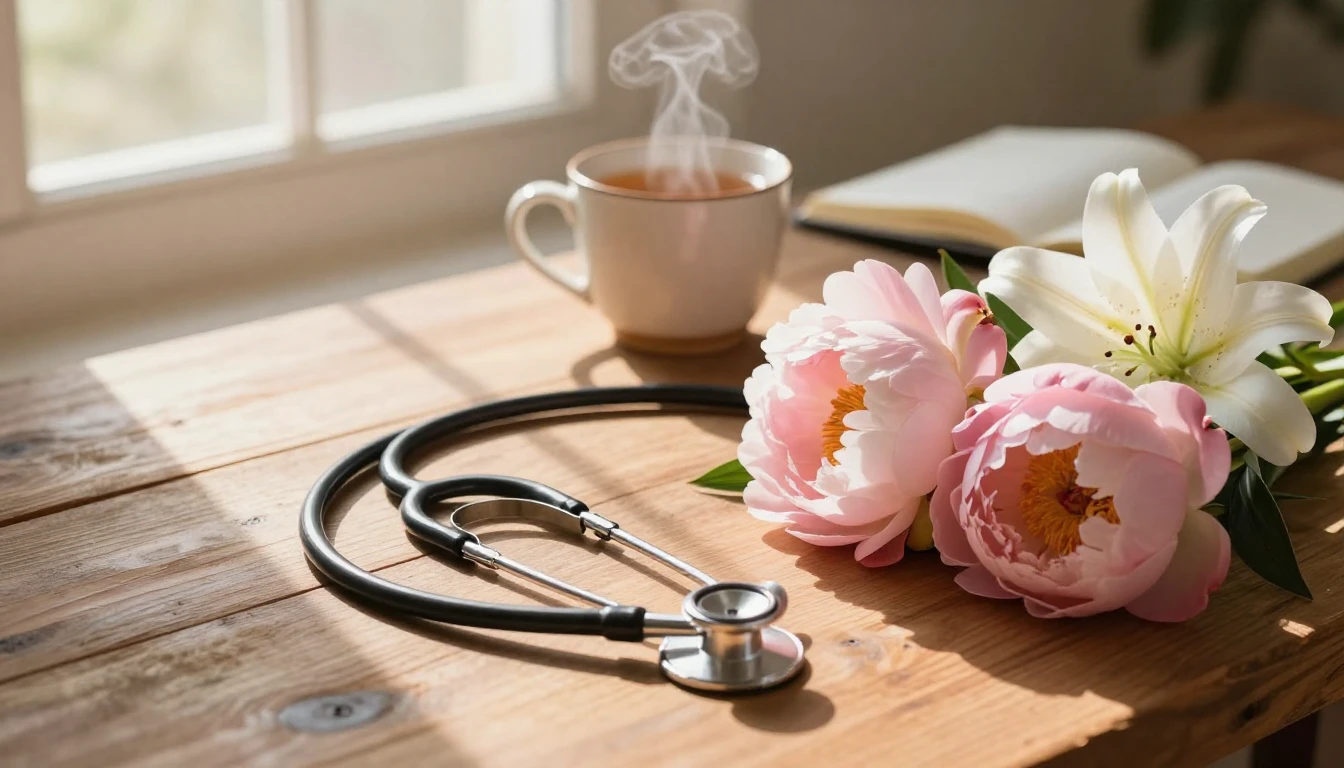 A warm and inviting scene featuring a stethoscope draped ove...