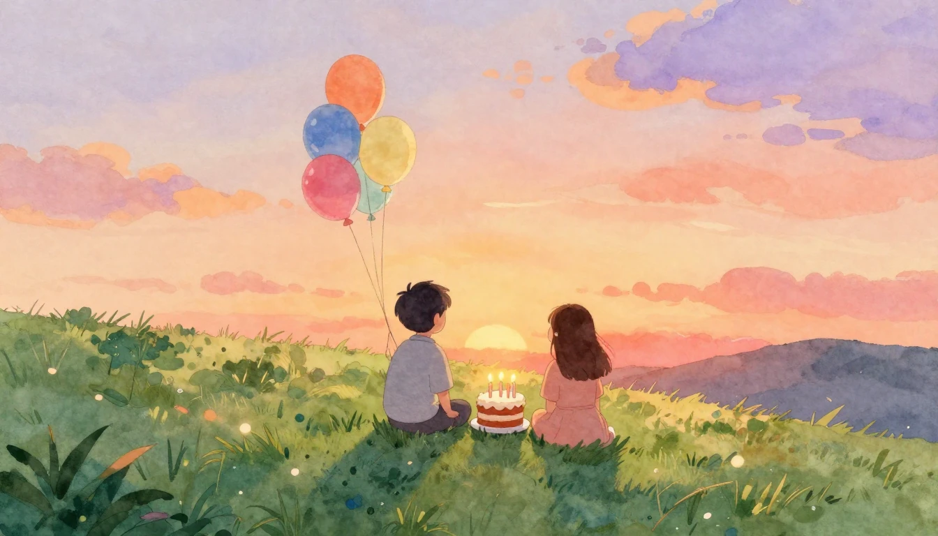 A heartwarming watercolor illustration depicting two friends...