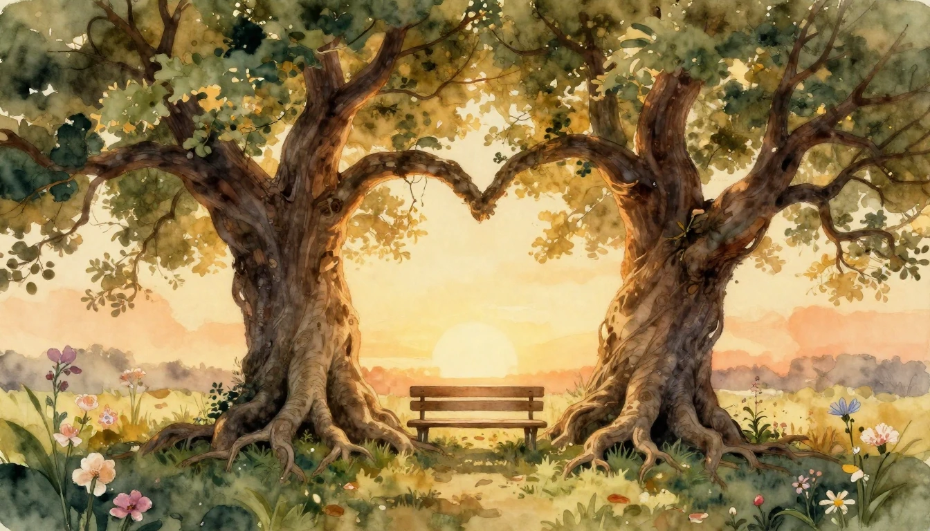 A soft and romantic watercolor painting depicting two majest...