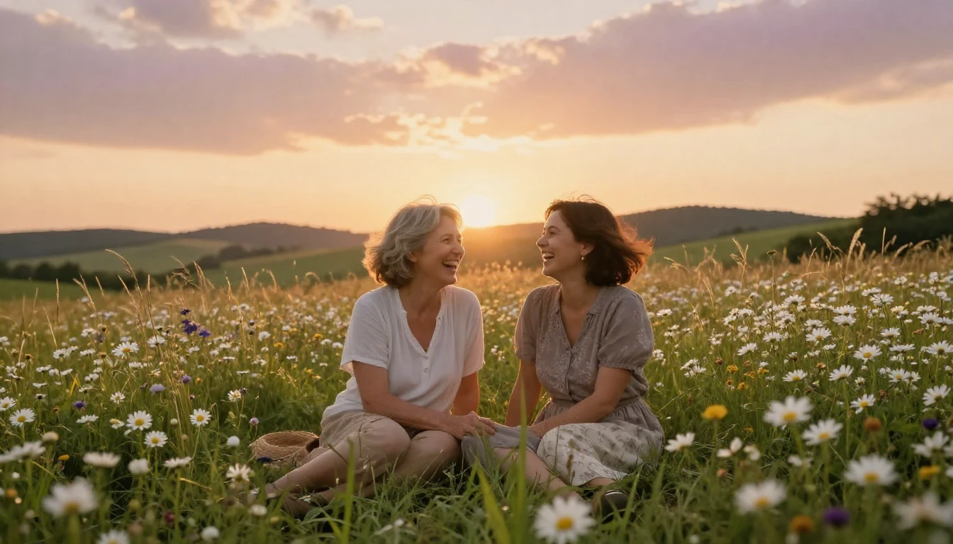 A heartwarming and nostalgic scene of two lifelong best frie...