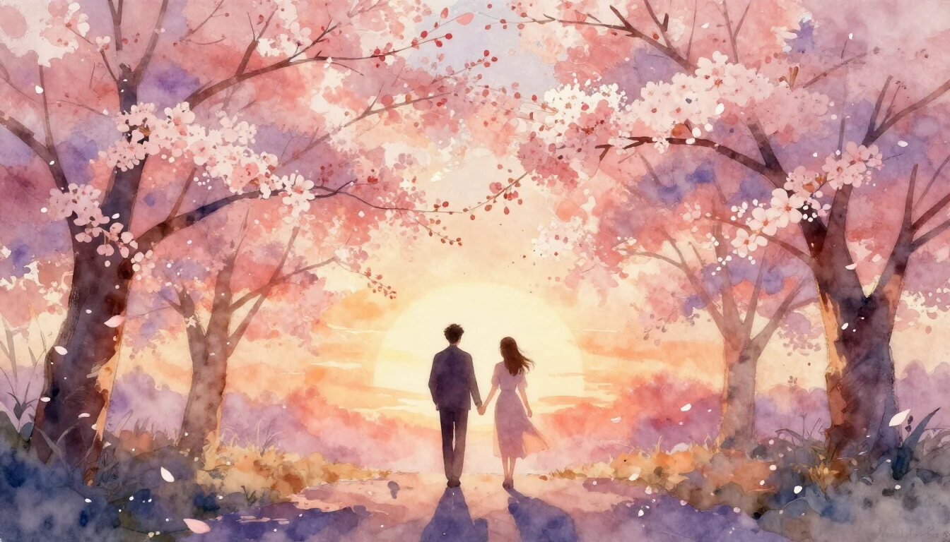 A breathtaking watercolor painting depicting an intimate and...