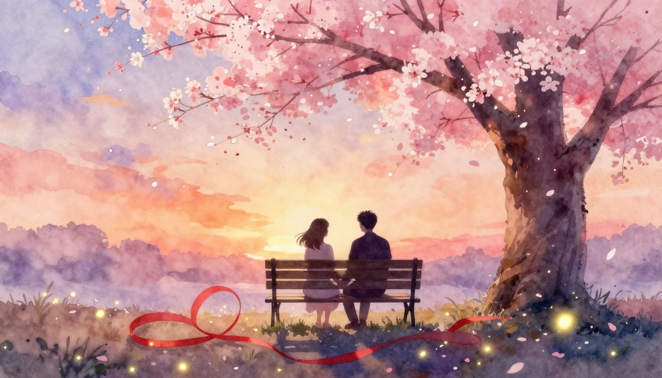 A soft and dreamy watercolor scene representing eternal love...