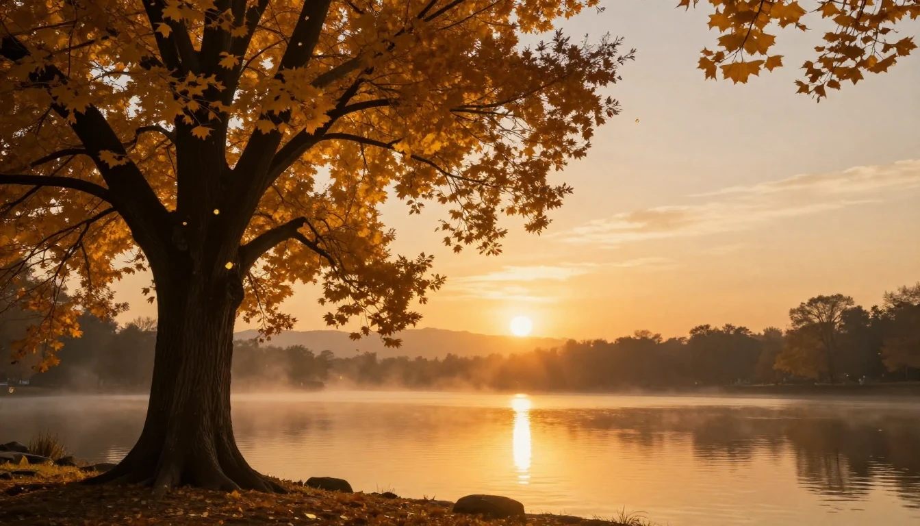 A breathtaking landscape during the golden hour, where the s...