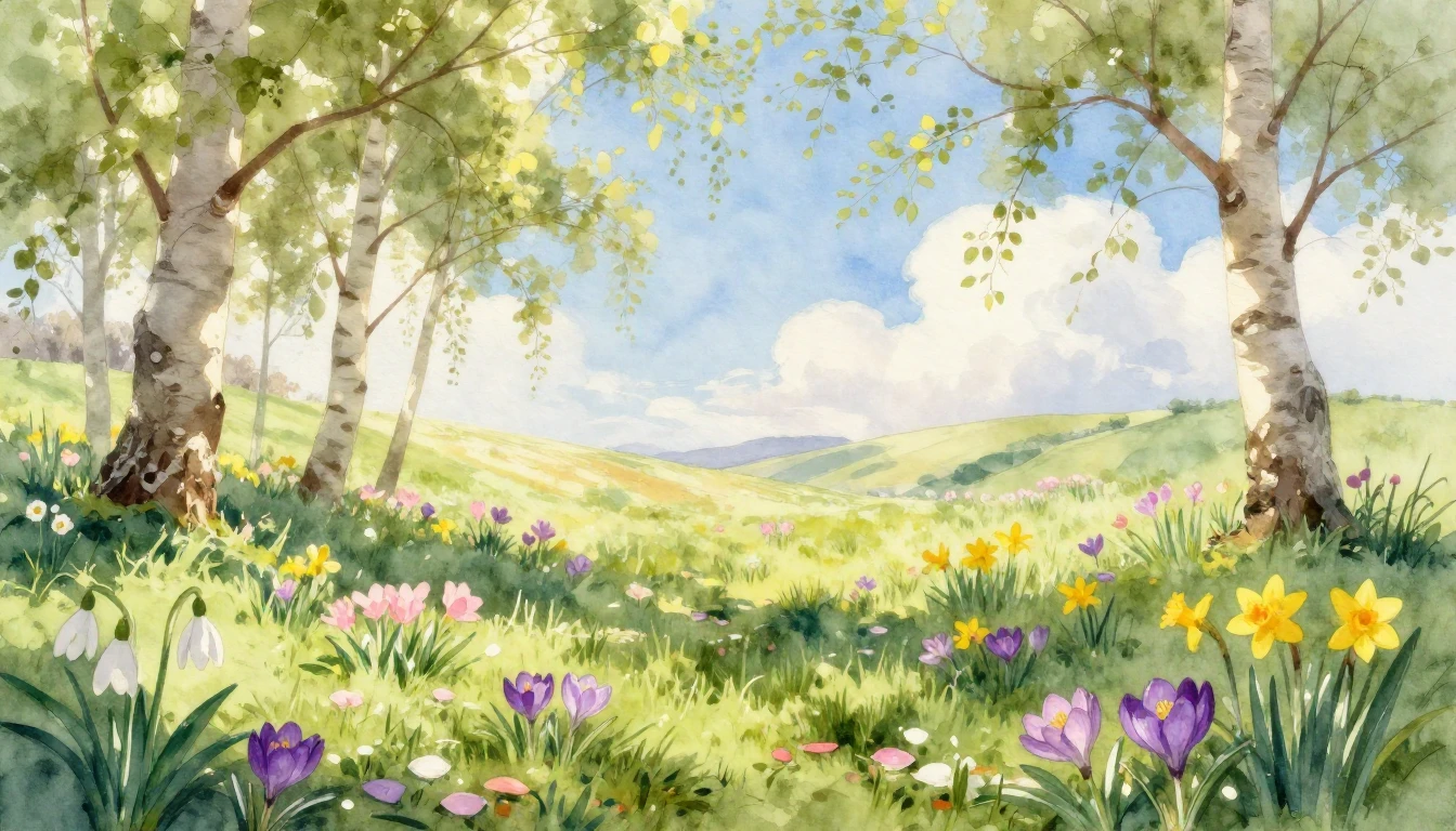 A soft and dreamy watercolor painting depicting the arrival ...