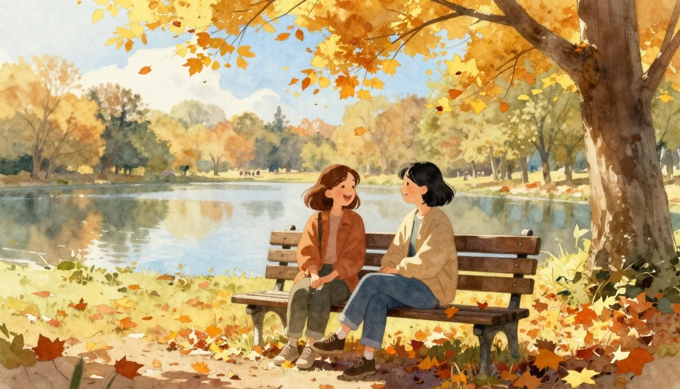 A warm and cozy scene depicting two best friends sitting on ...