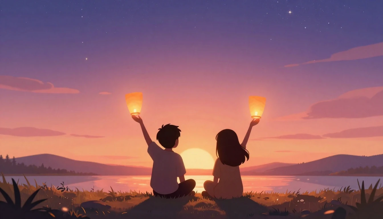 A warm and nostalgic illustration of two generic silhouettes...