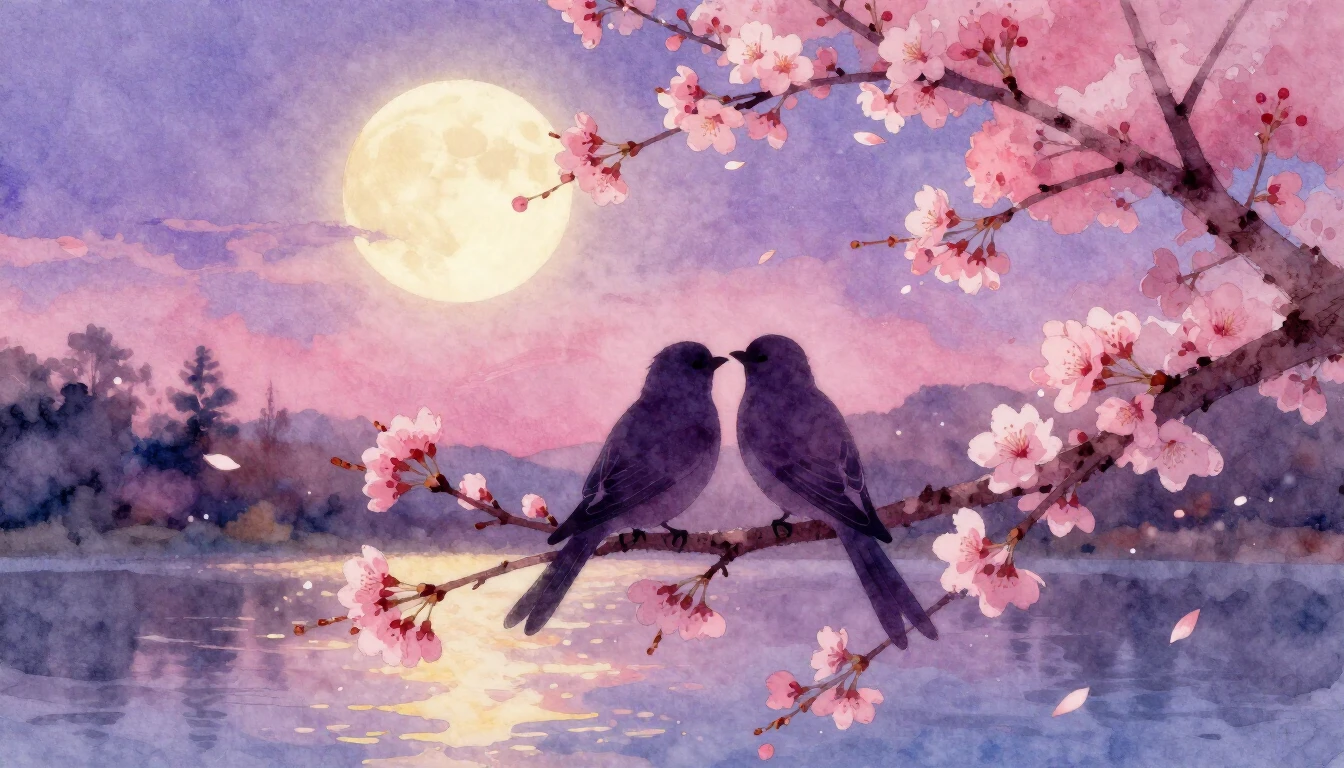 A soft and dreamy watercolor illustration depicting a serene...