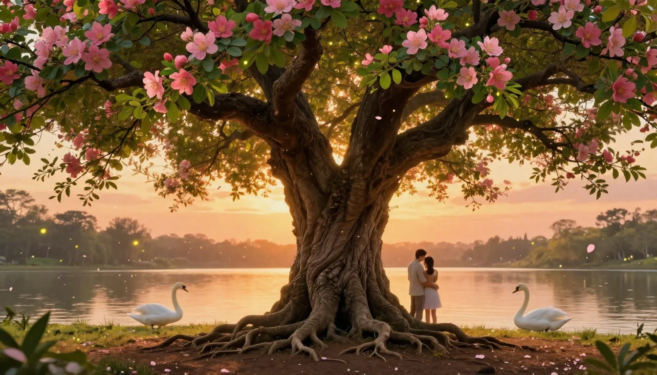 A warm and deeply emotional scene symbolizing enduring love ...