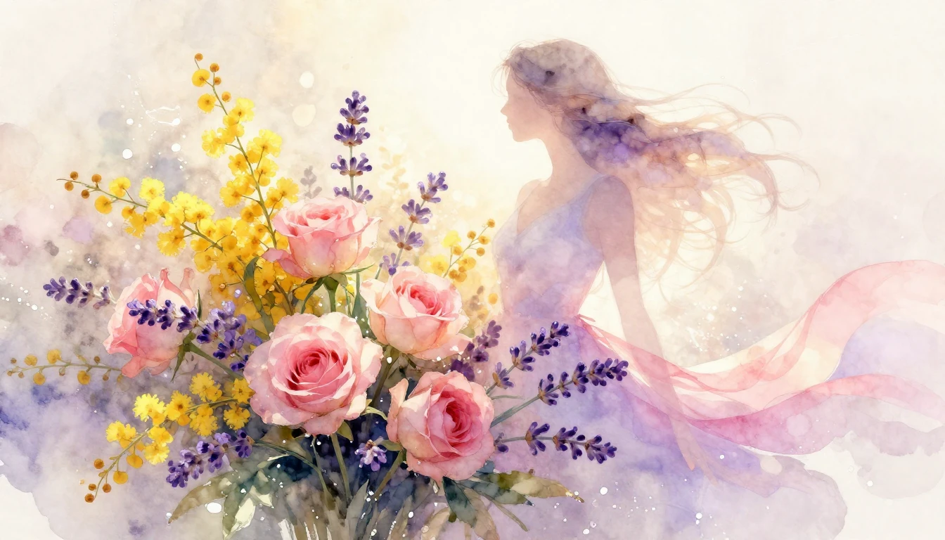 A soft and ethereal watercolor painting celebrating Internat...