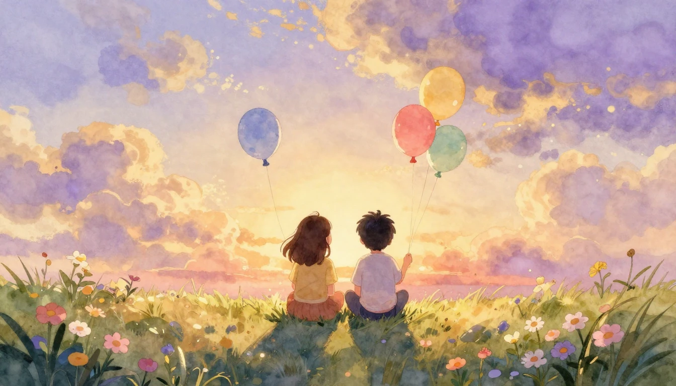 A heartwarming watercolor illustration depicting two friends...