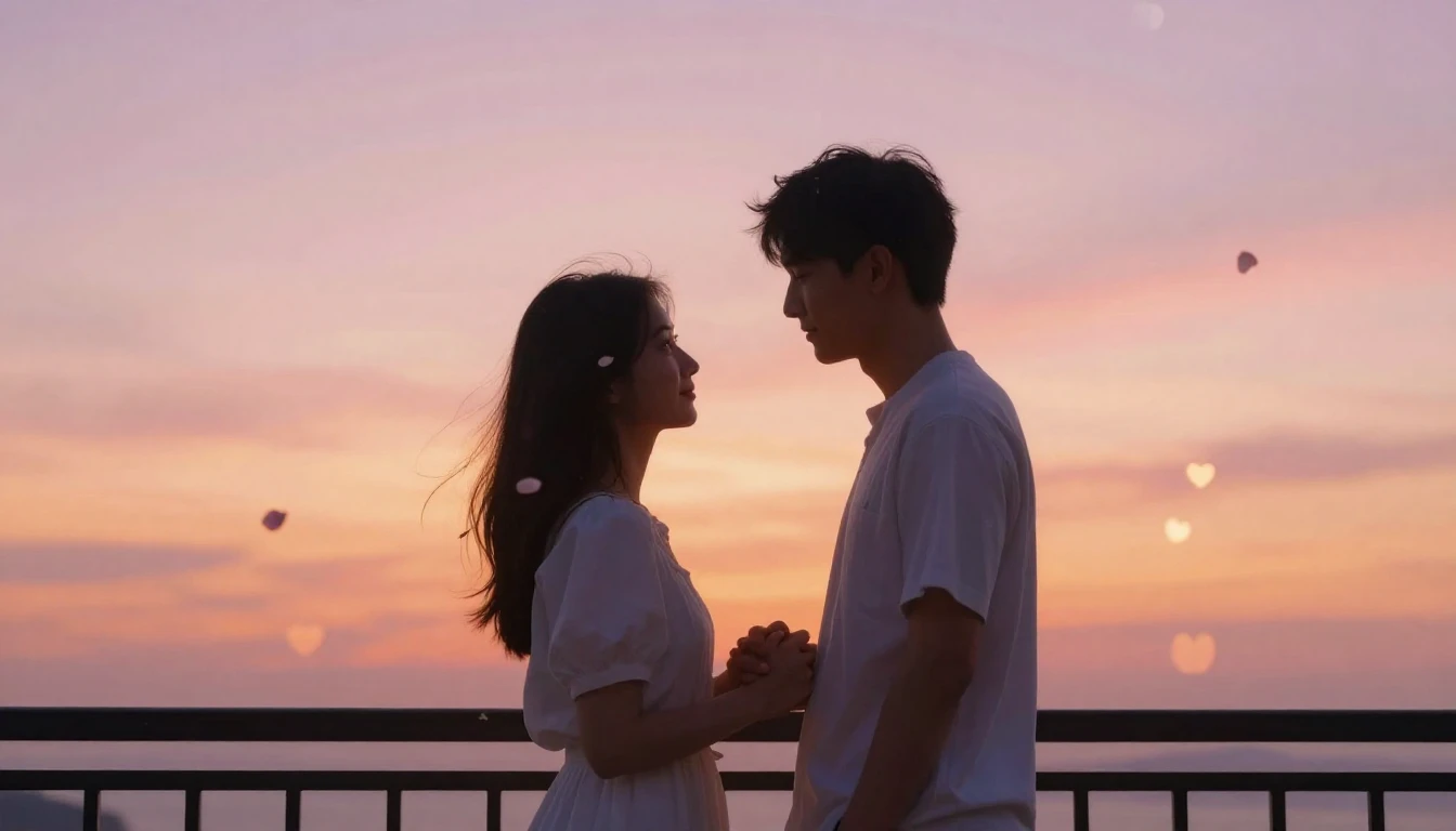 A romantic and intimate scene of a couple standing together ...