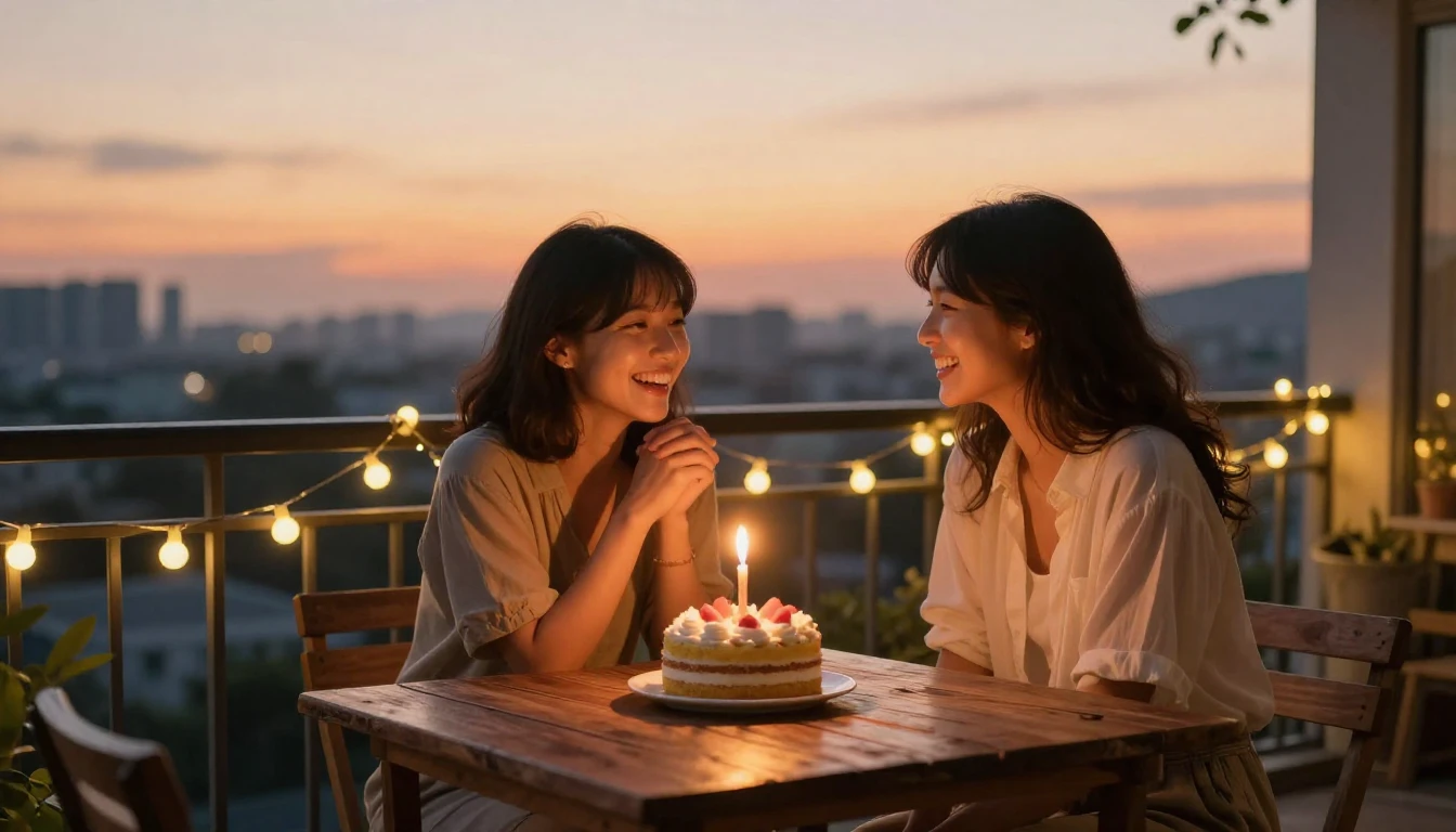 A heartwarming scene of two best friends sharing a joyful mo...