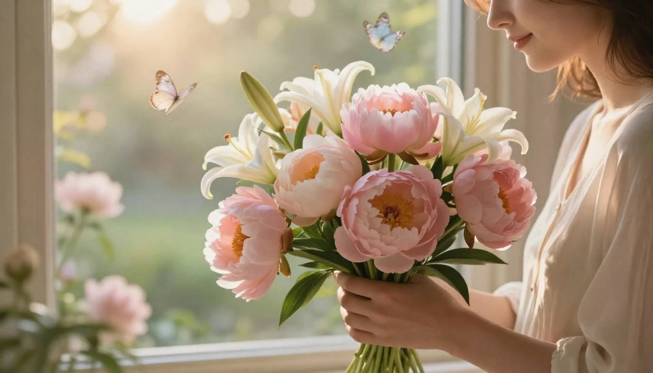 A heartwarming and tender scene depicting a gentle pair of m...