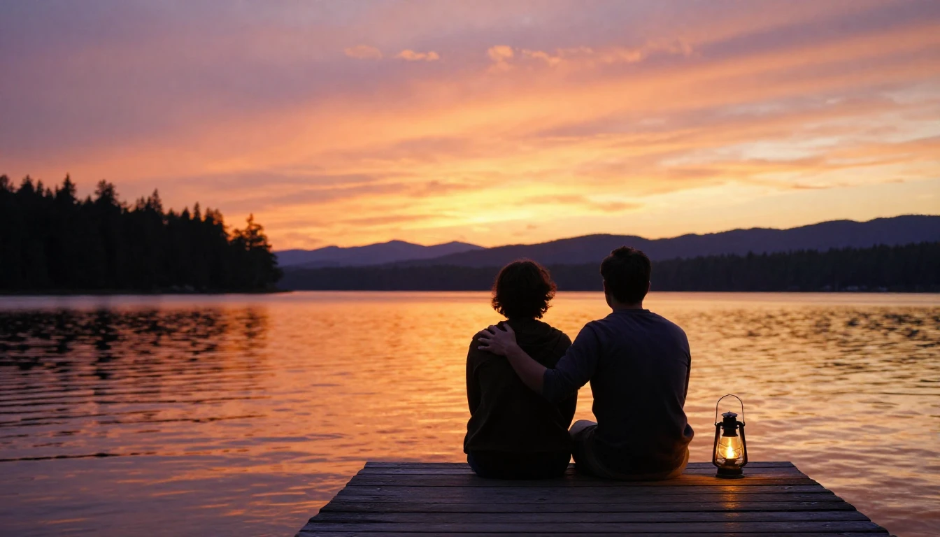 A heartwarming scene depicting two best friends sitting on a...