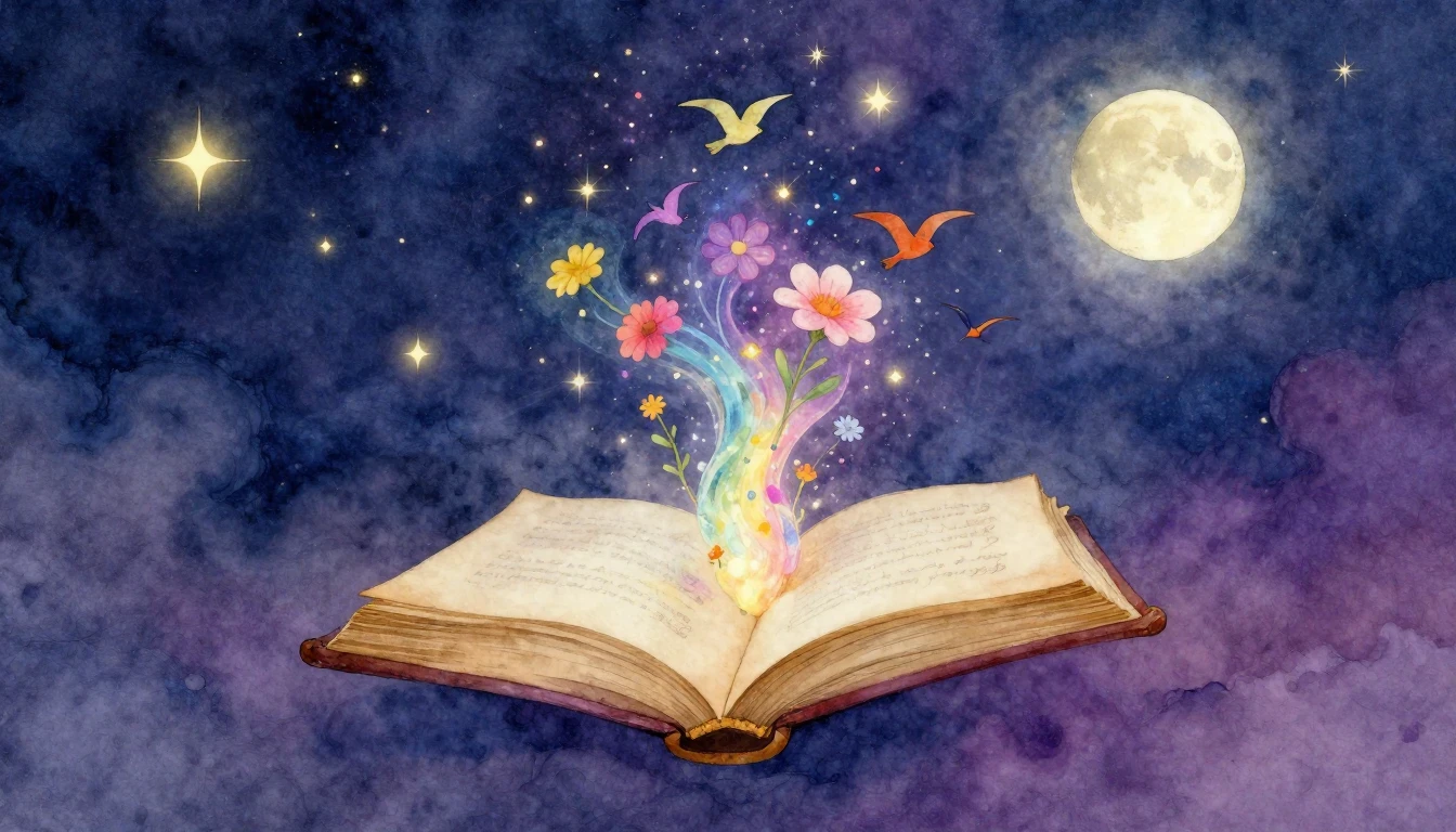 A whimsical and dreamlike watercolor painting depicting an o...