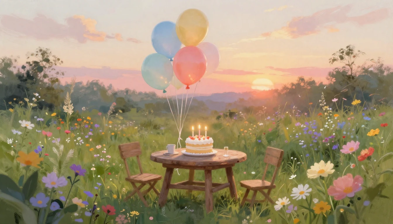 A whimsical and heartwarming scene in a lush green garden fi...