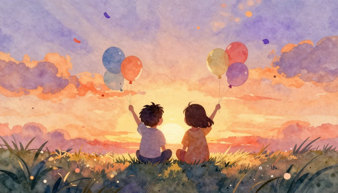 A heartwarming watercolor painting depicting the essence of ...