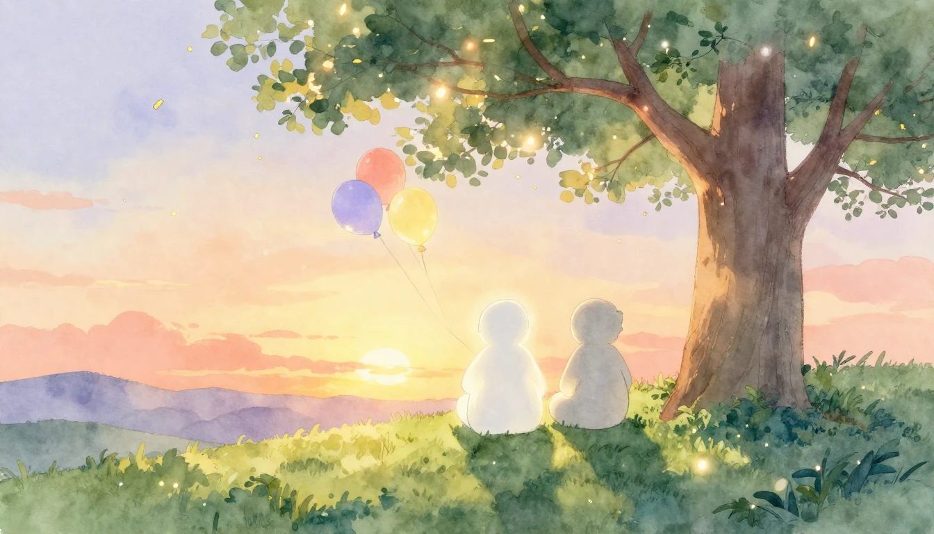 A heartwarming watercolor painting symbolizing eternal frien...