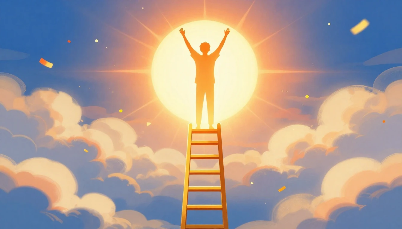 A vibrant digital art illustration symbolizing career succes...