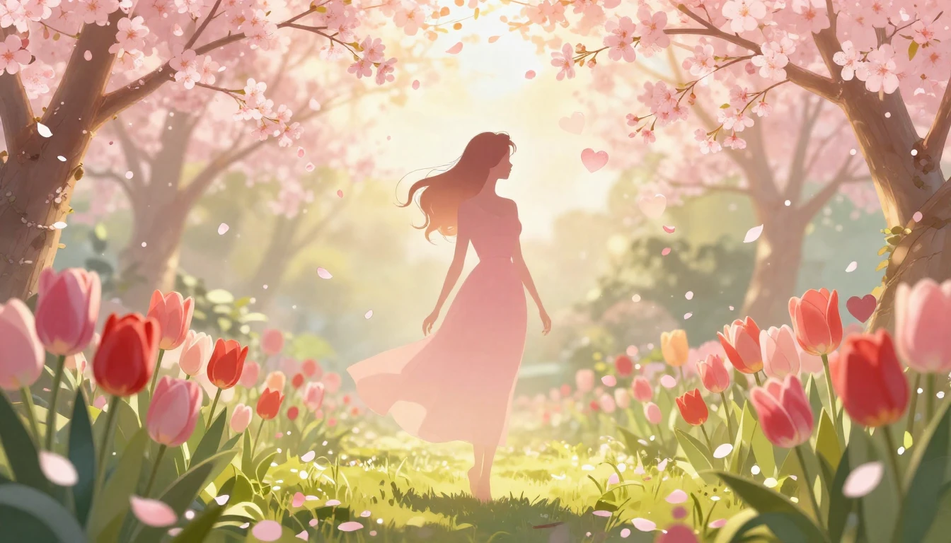 A romantic and gentle illustration celebrating spring and lo...