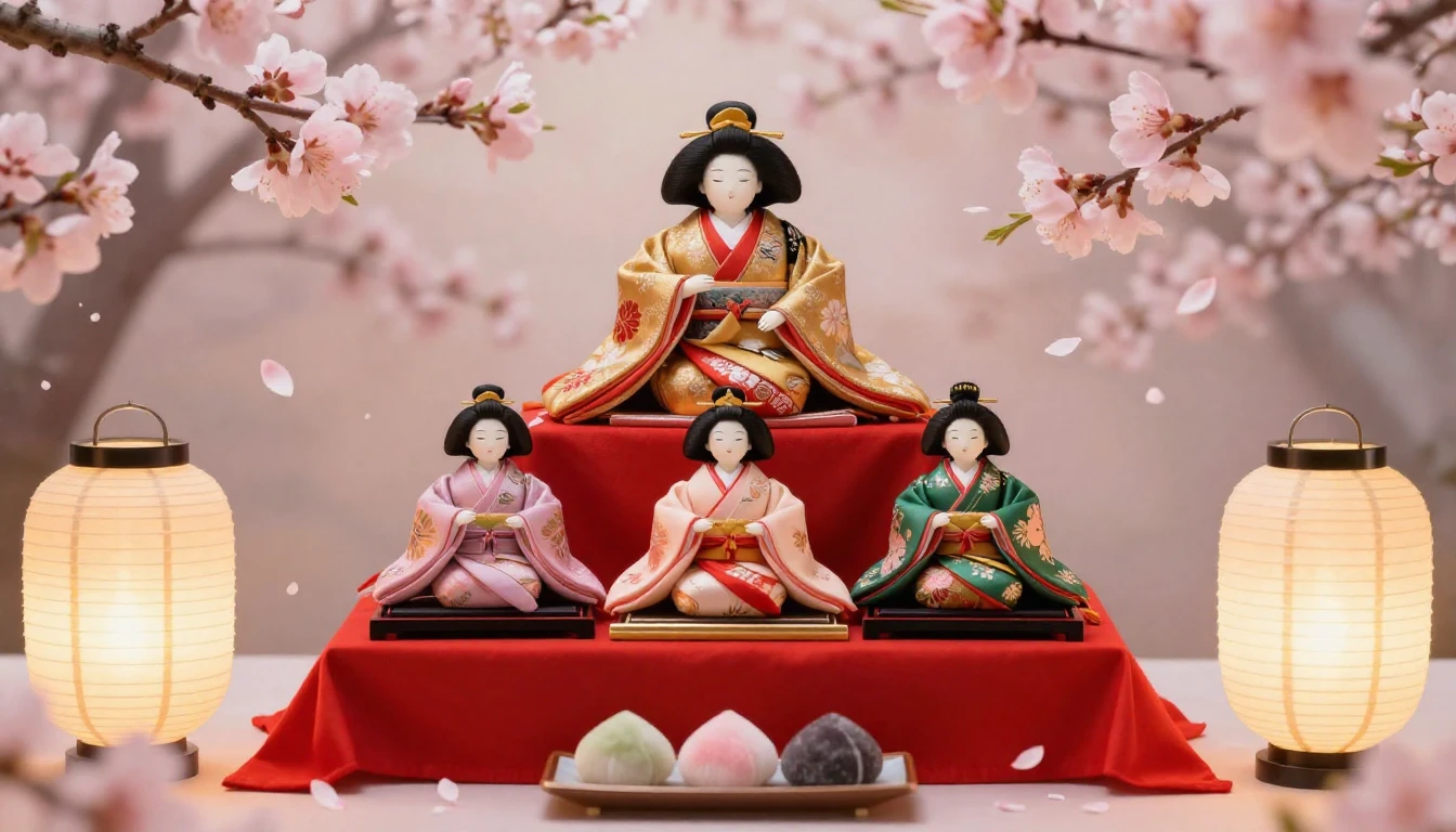 A beautiful spring scene celebrating the Japanese Doll's Fes...