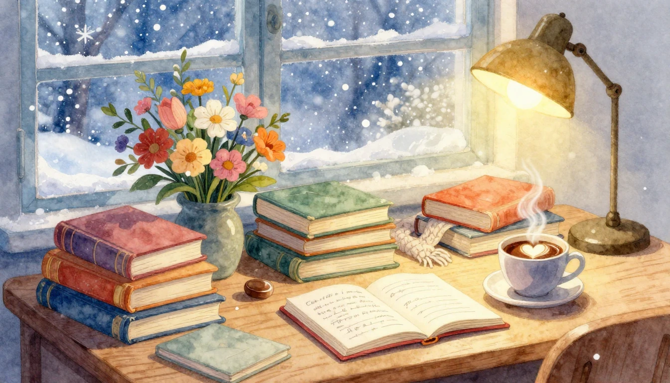 A cozy and festive watercolor illustration representing Stud...