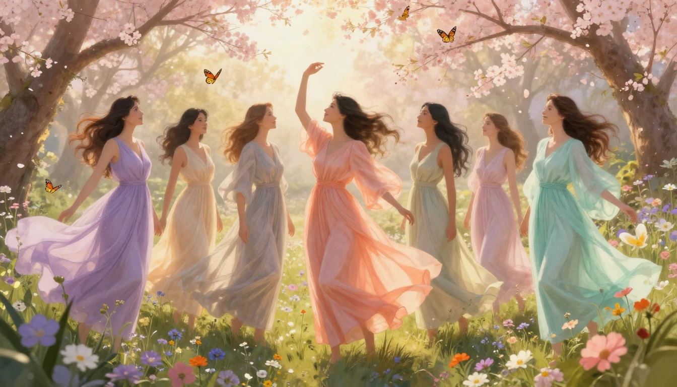 An artistic and ethereal representation of diverse women sta...