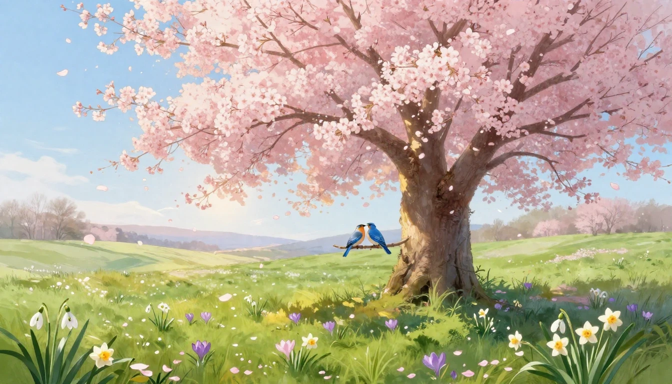 A breathtaking spring landscape illustrating the arrival of ...