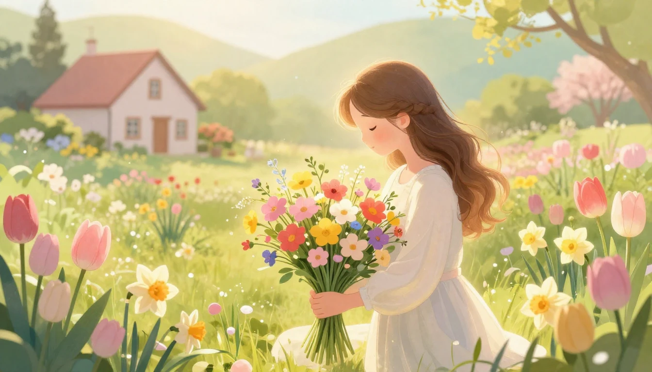 A warm and touching illustration depicting a soft, glowing f...