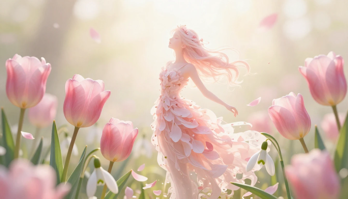 A beautiful and elegant composition of blooming spring flowe...