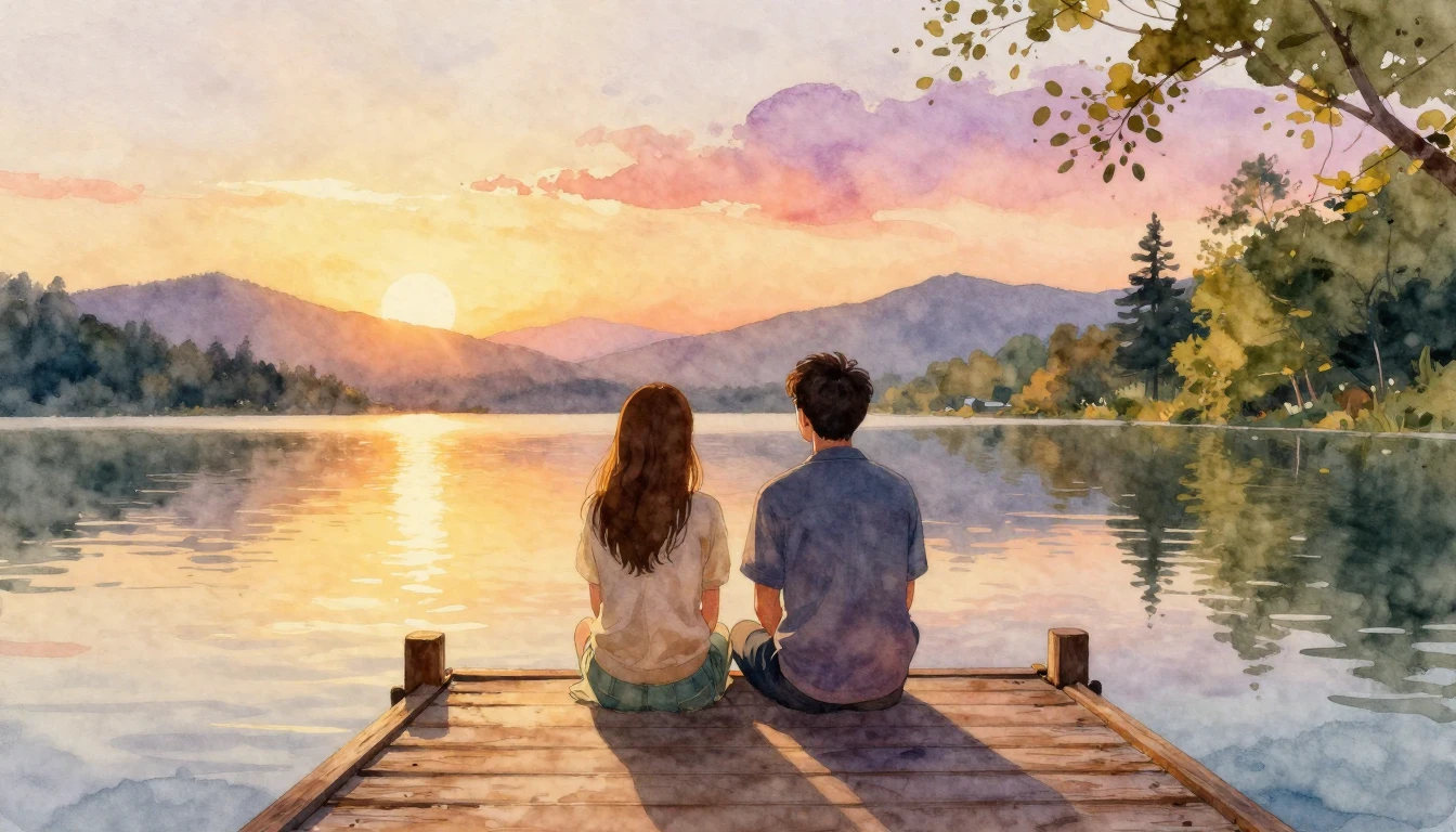 A beautiful watercolor painting depicting two close friends ...