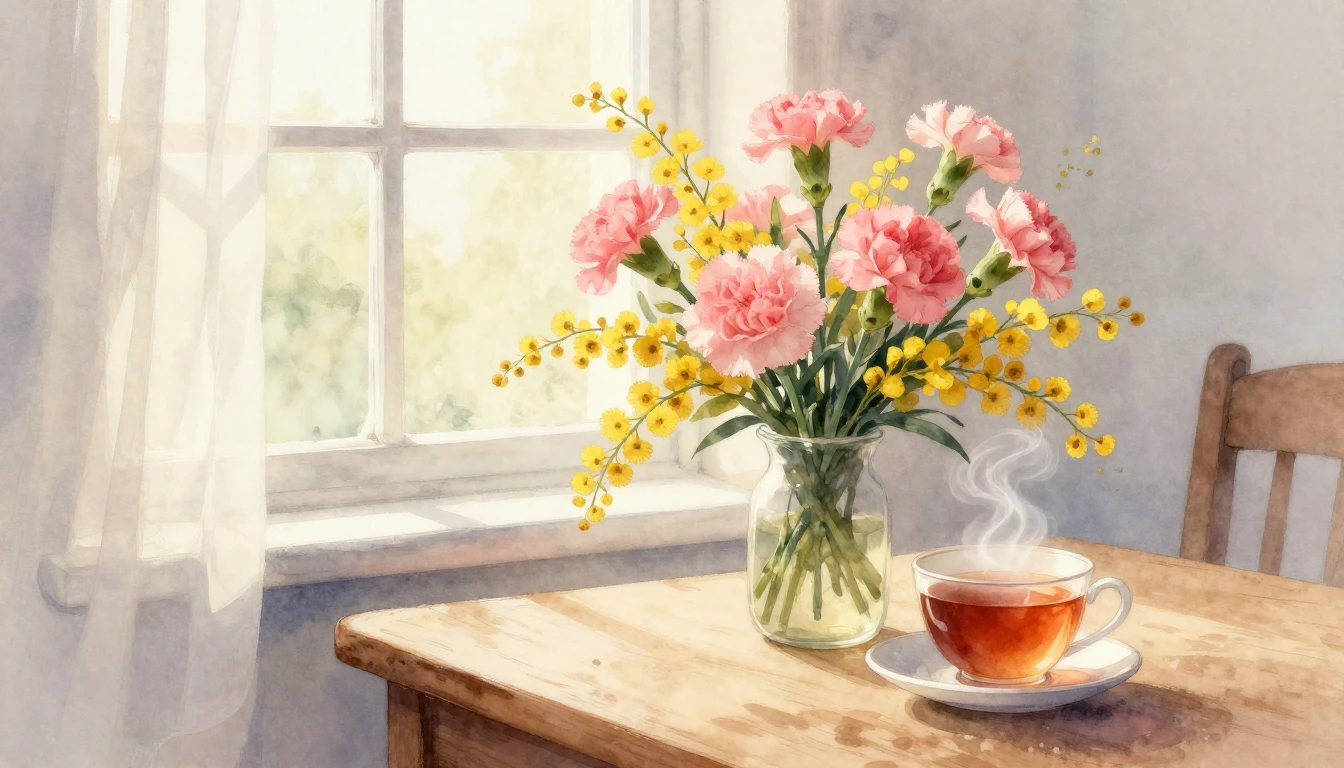 A heartwarming and soft watercolor painting featuring a beau...