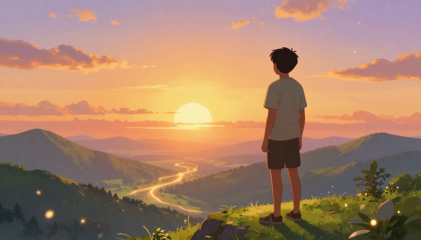 A highly detailed digital art illustration of a young man st...