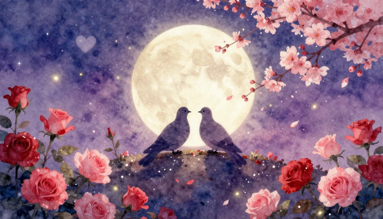 A dreamy and romantic watercolor painting depicting a magica...