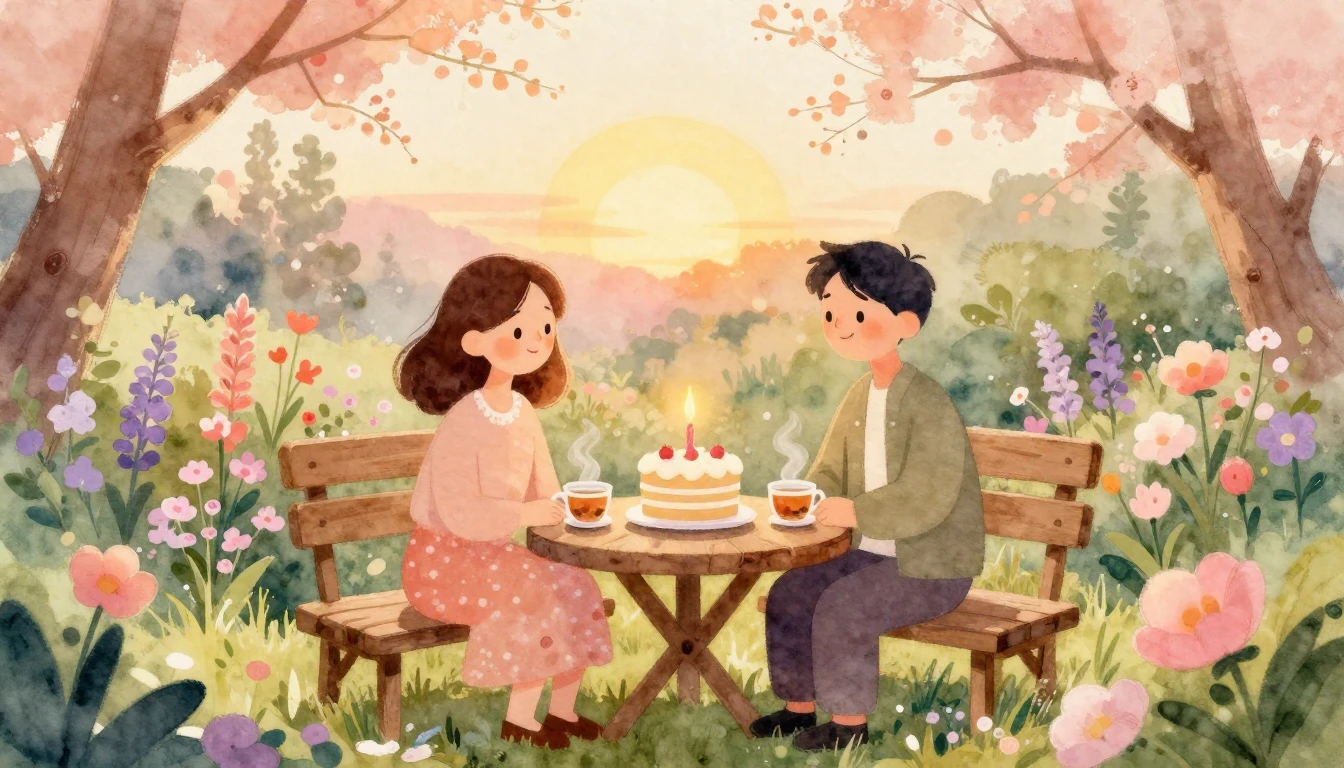 A beautiful watercolor illustration capturing a warm and coz...