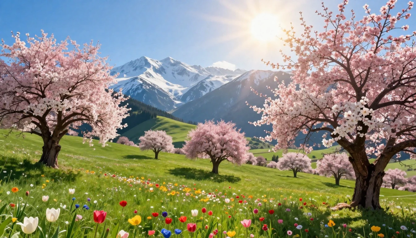 A vibrant and artistic scene depicting the arrival of spring...