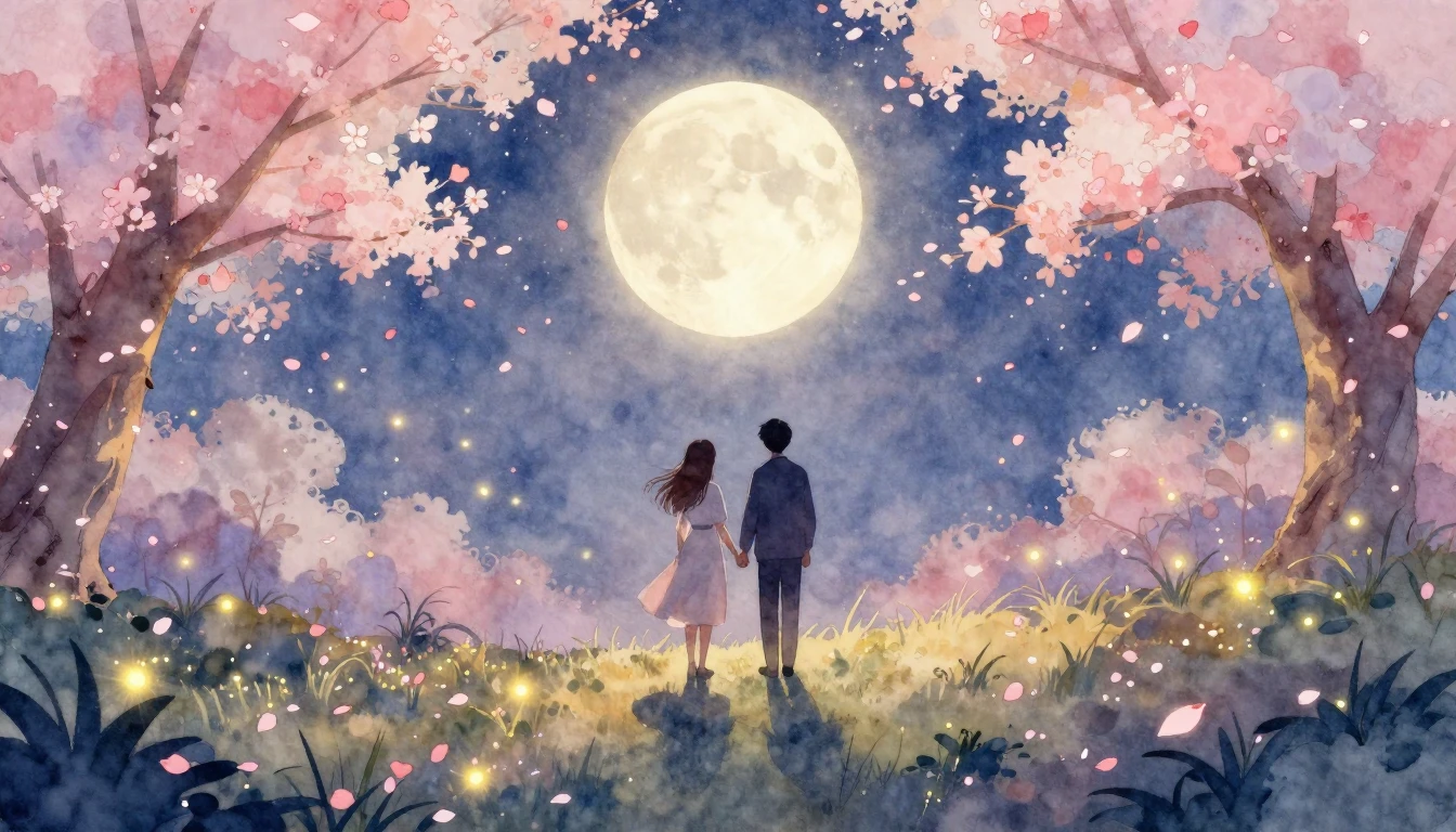 A romantic and dreamy watercolor painting depicting a magica...