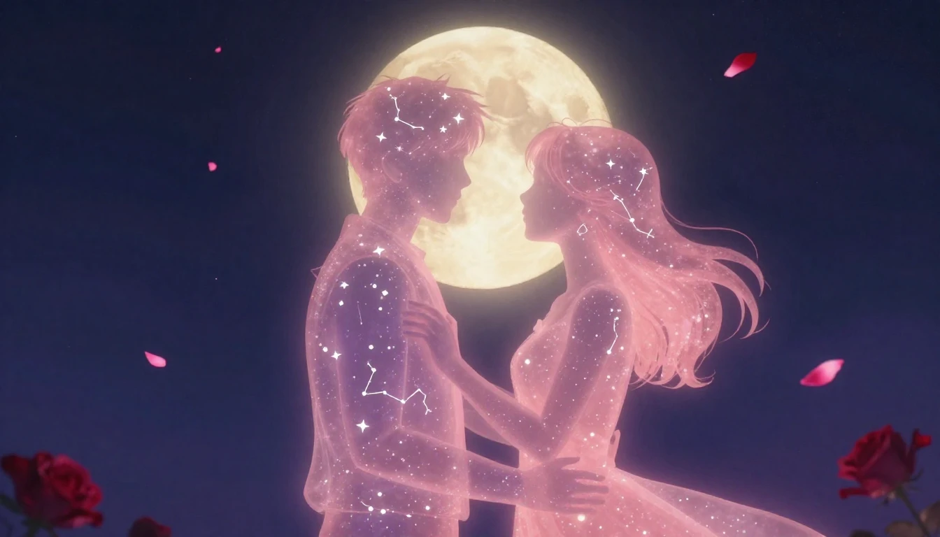 A romantic and ethereal composition symbolizing love without...