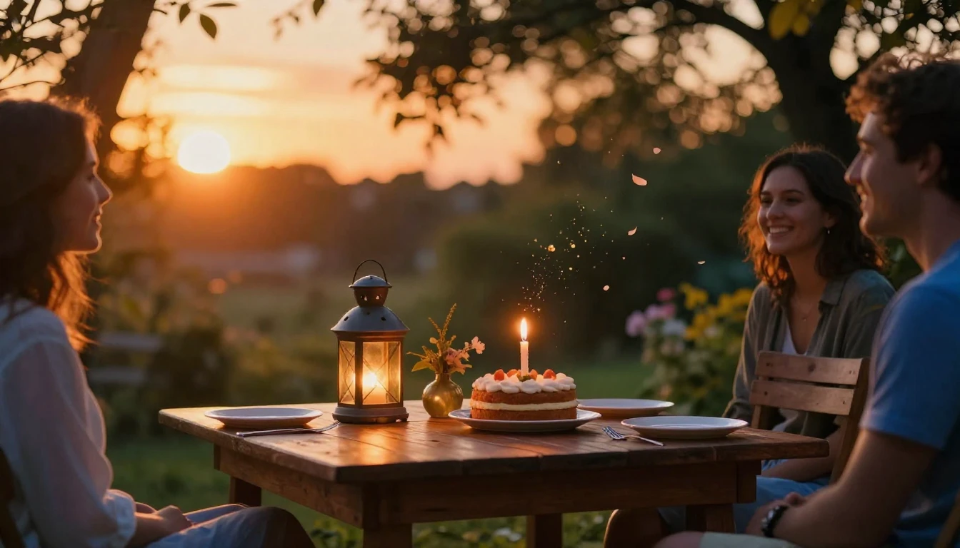 A warm and inviting scene of a cozy outdoor celebration at s...