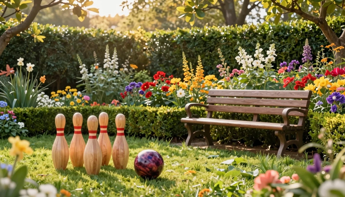 A charming and peaceful garden scene with vibrant blooming f...